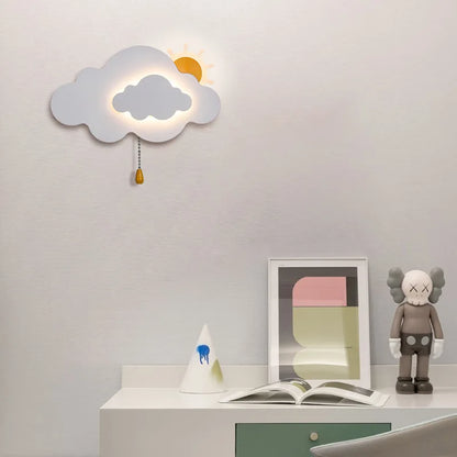 Lámpara decorativa con forma de nube colgante con forma de sol feliz