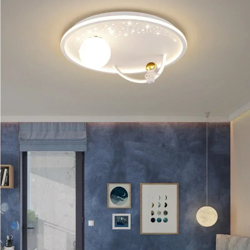 Starry Voyager Astronaut and Planet Ceiling Light