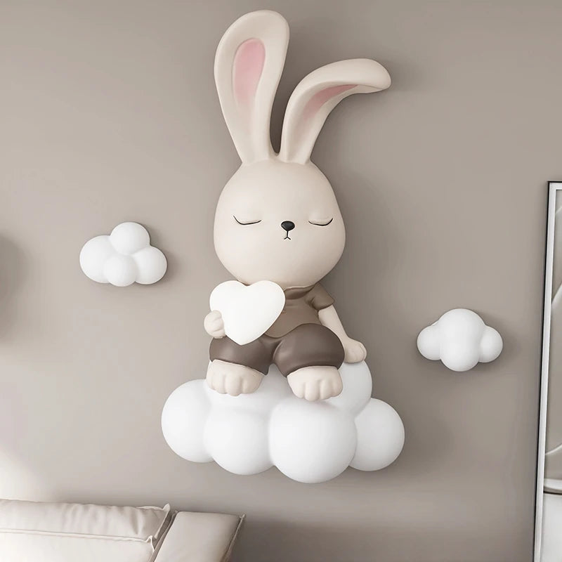 Adorable Resin Rabbit Figurine Wall Decor