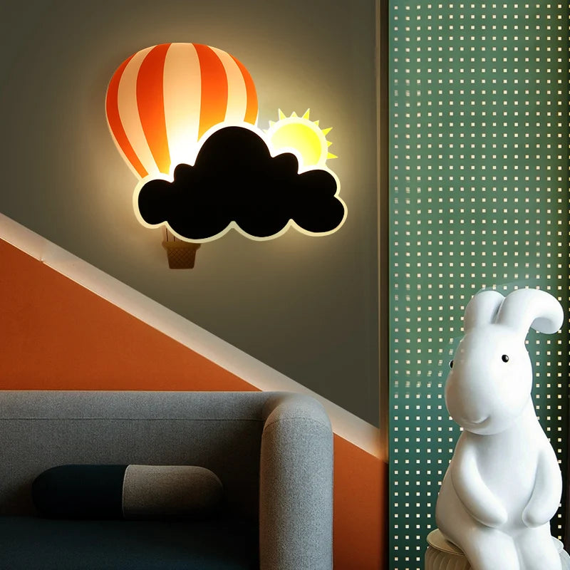 Cloud, Rainbow & Hot Air Balloon Wall Lamp