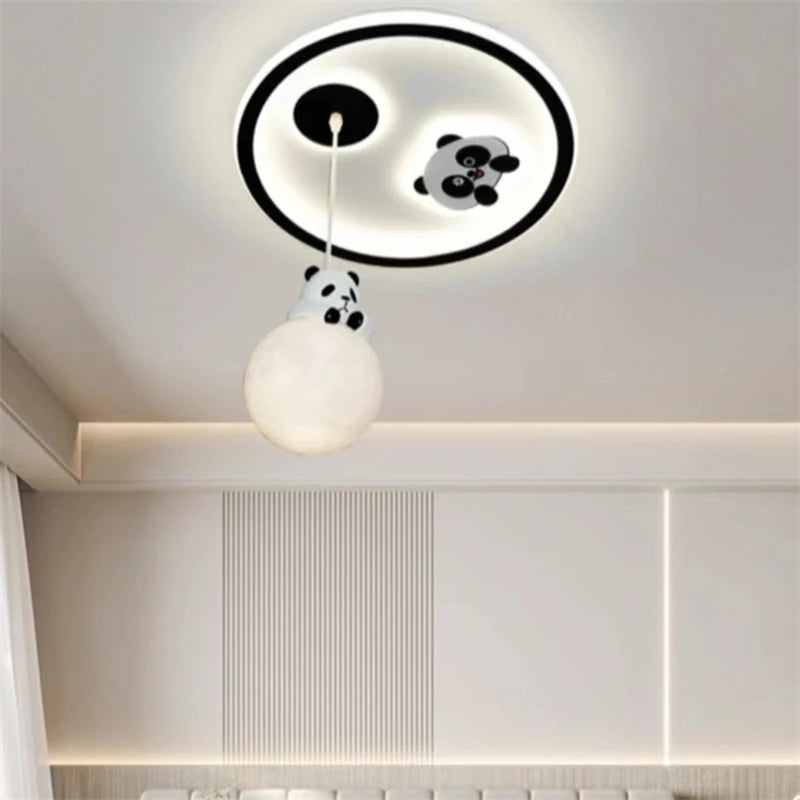 Cute Panda and Moon Character Ceiling Light