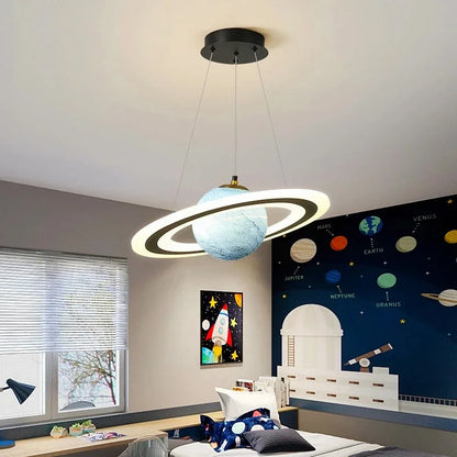 Lámpara colgante moderna LED acrílica con forma de planeta, lámpara colgante con forma de estrella espacial para niños, iluminación colgante para interiores, para sala de estar, dormitorio y cocina