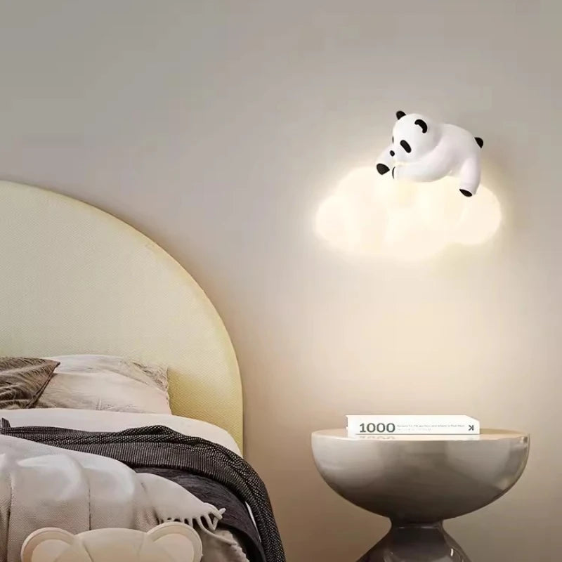 Lámpara de pared LED Cloud and Panda Pals