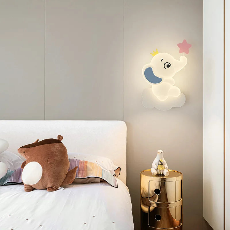 Lámpara de pared LED con forma de elefante moderna para niños