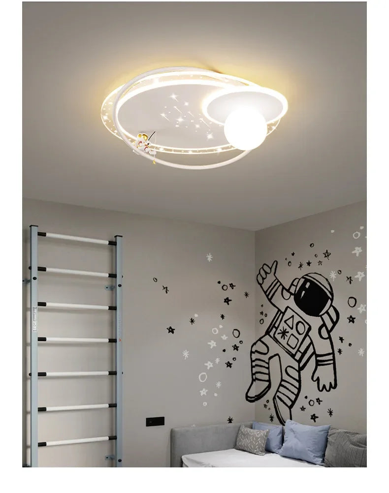 Starry Voyager Astronaut and Planet Ceiling Light