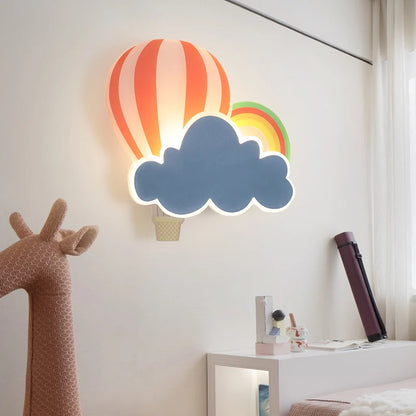 Cloud, Rainbow & Hot Air Balloon Wall Lamp