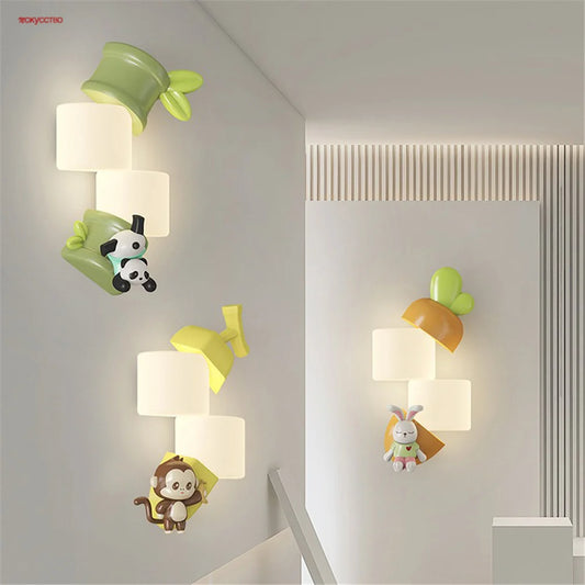 Bamboo Panda Wall Lamp & Buddies