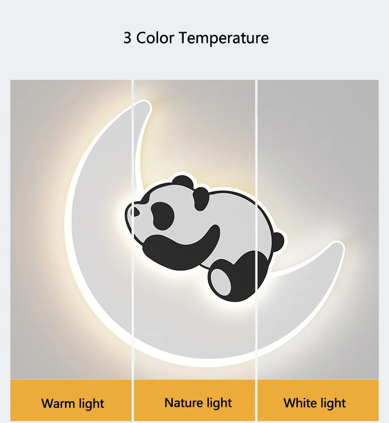 Panda/Astronaut Sleepytime on Moon Wall Lamp