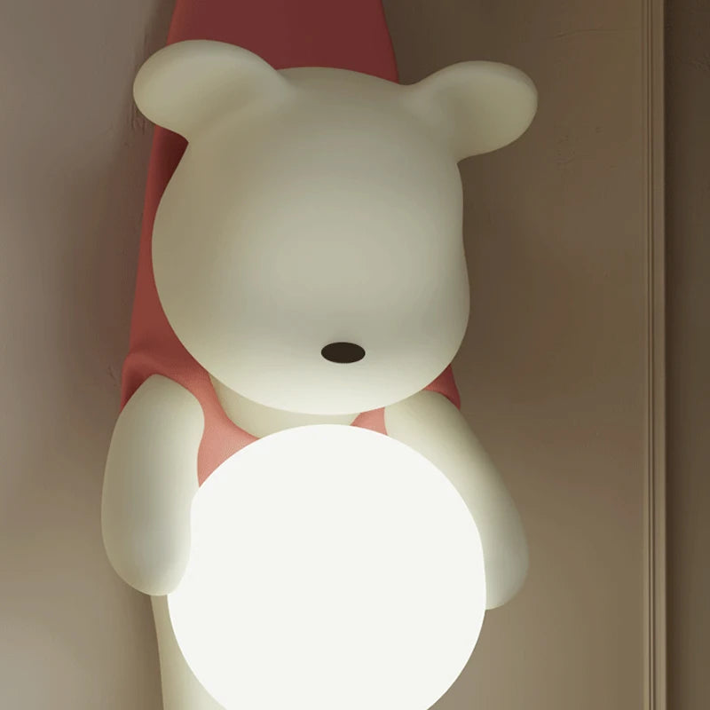 Lámpara de pared de resina nórdica con forma de oso, luces LED de pared para el hogar, dormitorio, mesita de noche, luz de noche para habitación de niños, decoración de sala de estar