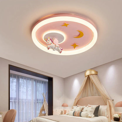 Hanging Unicorn with Stars Kid's Ceiling Lamp