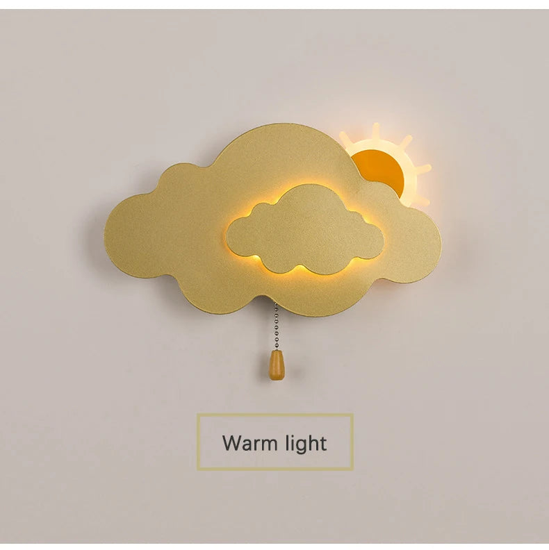 Lámpara decorativa con forma de nube colgante con forma de sol feliz