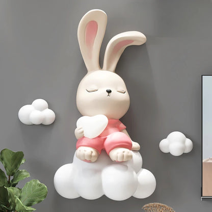 Adorable Resin Rabbit Figurine Wall Decor