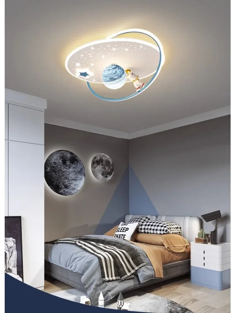 Starry Voyager Astronaut and Planet Ceiling Light