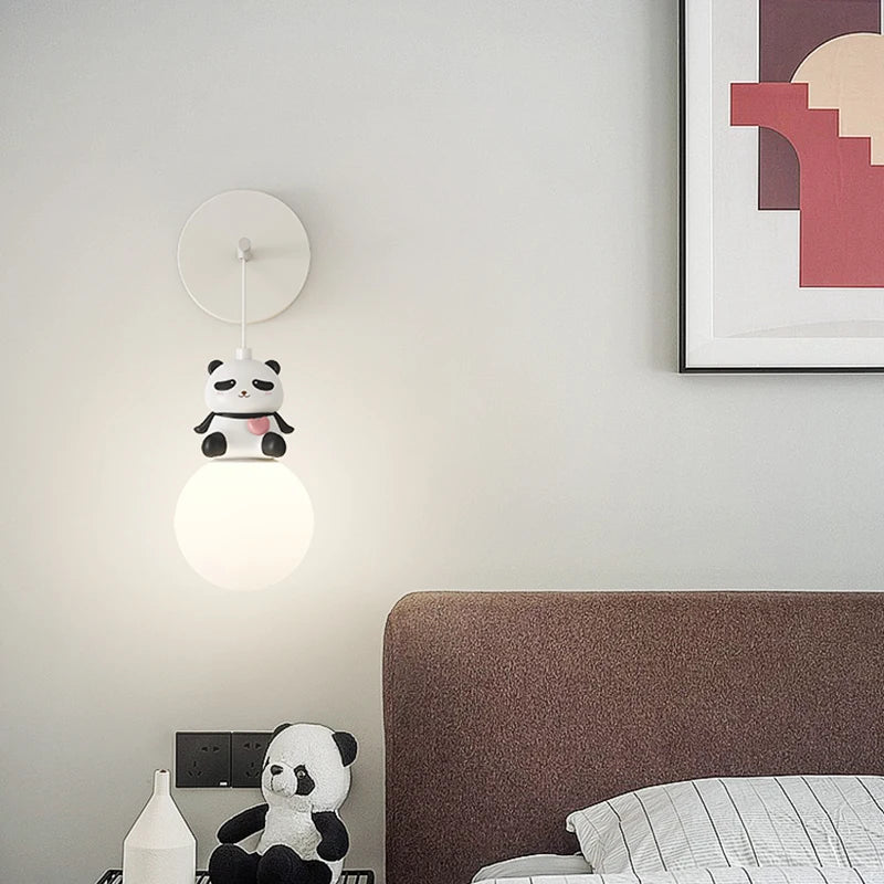 Hanging Panda & Pals Children's Wall Lamp