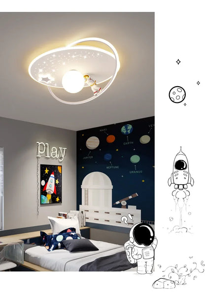 Starry Voyager Astronaut and Planet Ceiling Light