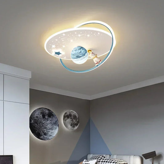 Starry Voyager Astronaut and Planet Ceiling Light