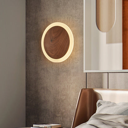 Nordic Walnut Bedside Wall Lamp