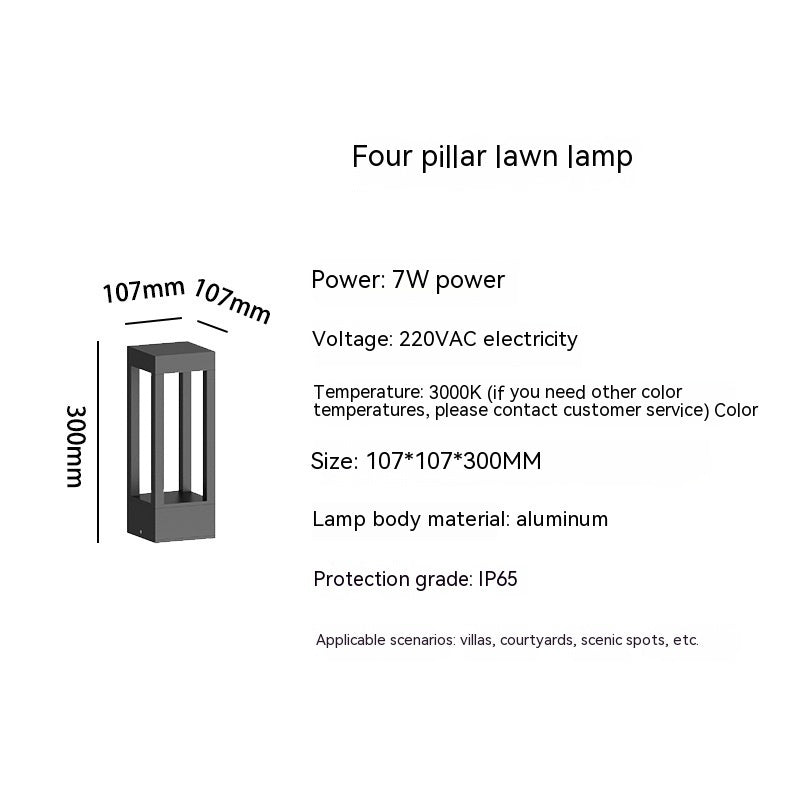 Lámpara de césped impermeable de aluminio para exteriores